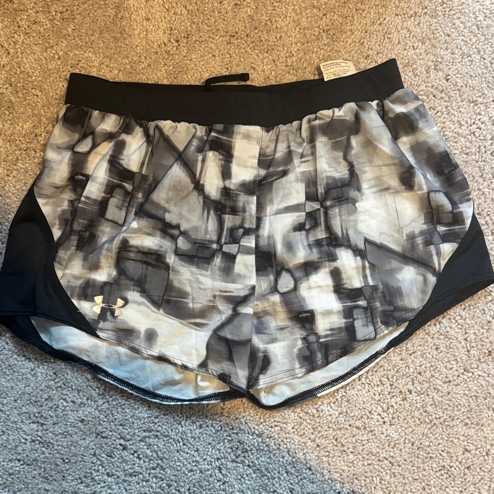 Under Armour Women's Abstract Black and Gray Athletic Shorts